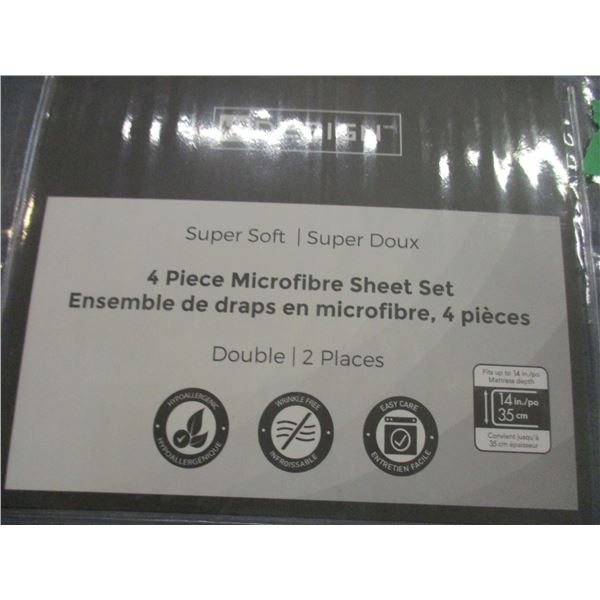 NEW:  4 PIECE SHEET SET (DARK GREY) (DOUBLE SIZE)