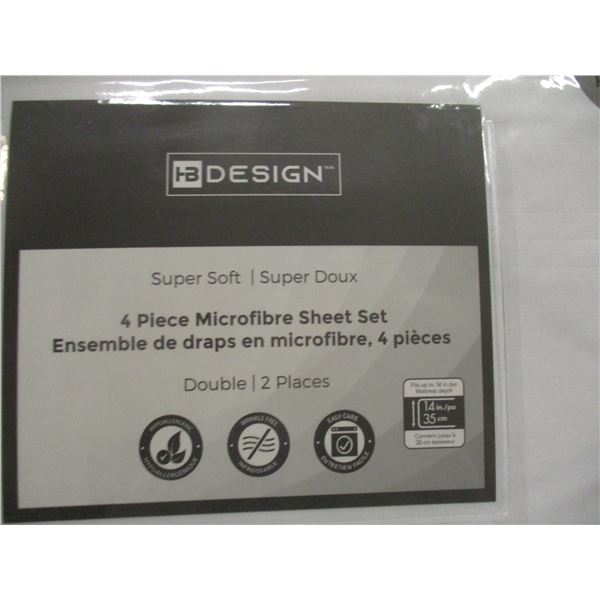 NEW:  4 PIECE SHEET SET (WHITE) (DOUBLE SIZE)