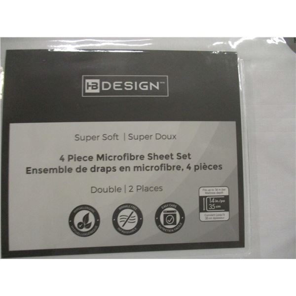 NEW:  4 PIECE SHEET SET (WHITE) (DOUBLE SIZE)