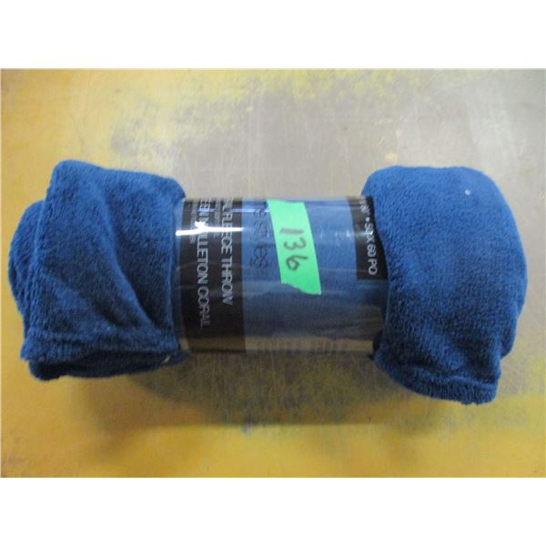 NEW:  FLEECE THROW (DARK BLUE) (50" X 60")