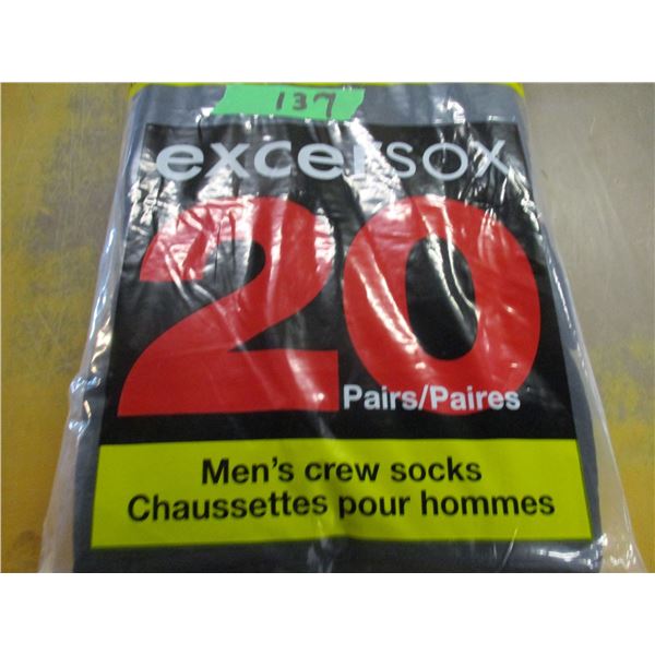 NEW:  MEN'S CREW SOCKS (20 PAIR) - PACKAGE