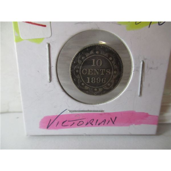1896 VICTORIAN NEWFOUNDLAND SIVLER DIME
