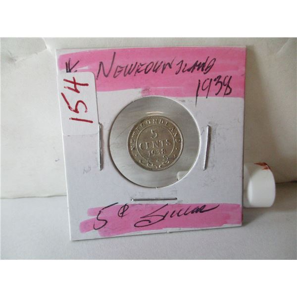 1938 NEWFOUNDLAND SILVER DIME
