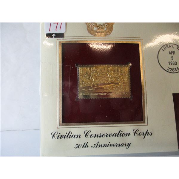 1983 50TH ANNIVERSARY CIVILIAN CORPS USA 22KT GOLD STAMP