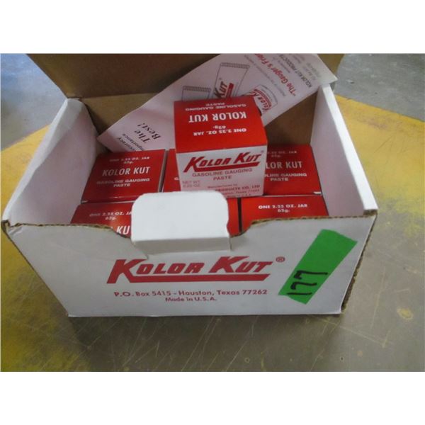 FREIGHT DAMAGE (AS IS):  PARTIAL BOX C/W KOLOR KUT GASOLINE GAUGING PASTE