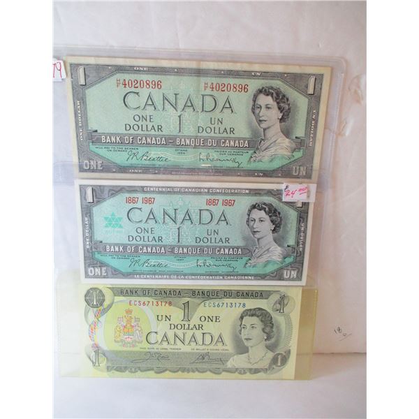1954 - 1967 NO SERIAL NUMBER - 1973 LAST OF CANADA UNCIRCULATED $1 BILLS