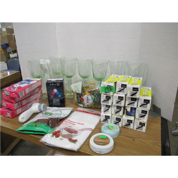 FREIGHT DAMAGE (AS IS):  TOTE C/W GLASSES, PREGNANCY TEST KITS, CHEESE CLOTH, ETC