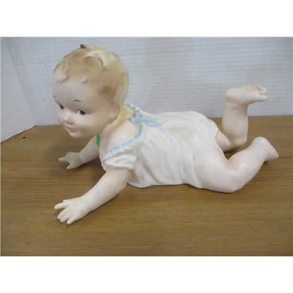 ESTATE/COLLECTABLE:  CRAWLING PORCELAIN BABY ORNAMENT