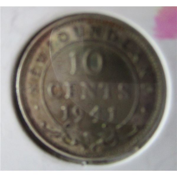1941 C/AU NEWFOUNDLAND SILVER DIME