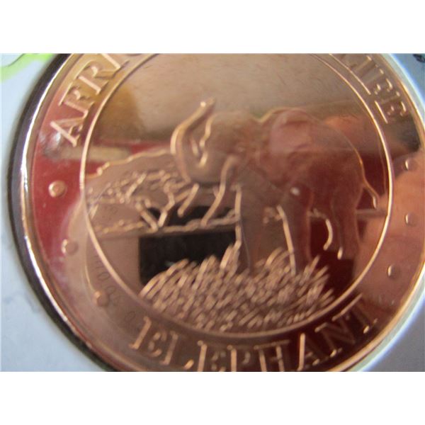 999 FINE AFRICAN WILDLIFE 1 OZ FINE COPPER COIN