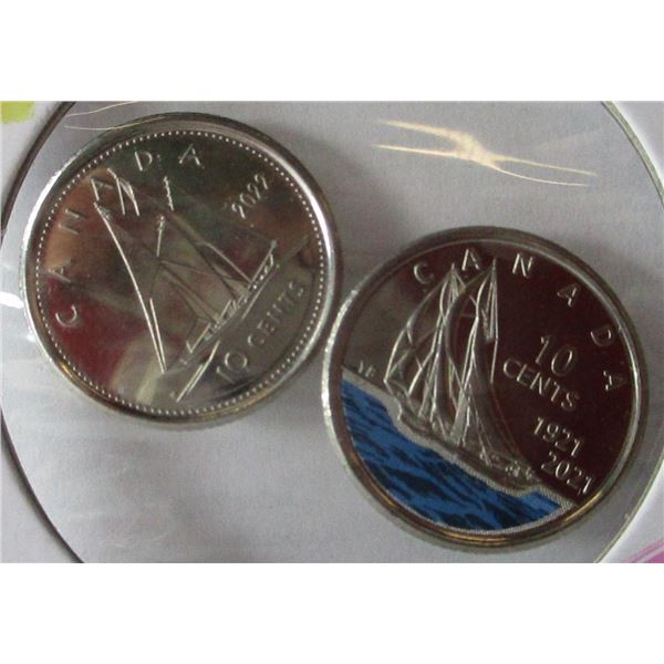 1921 - 2021 PROOF CANADA COLORED DIME SET