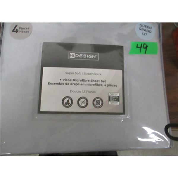NEW:  4 PIECE MICROFIBRE SUPER SOFT SHEET SET (QUEEN SIZE) (GREY)