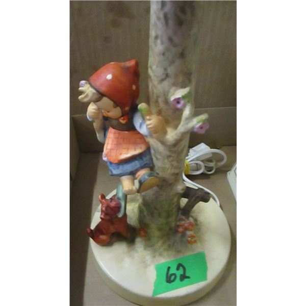 ESTATE/COLLECTABLE:  GOEBEL CHILD WITH DOG LAMP C/W SHADE