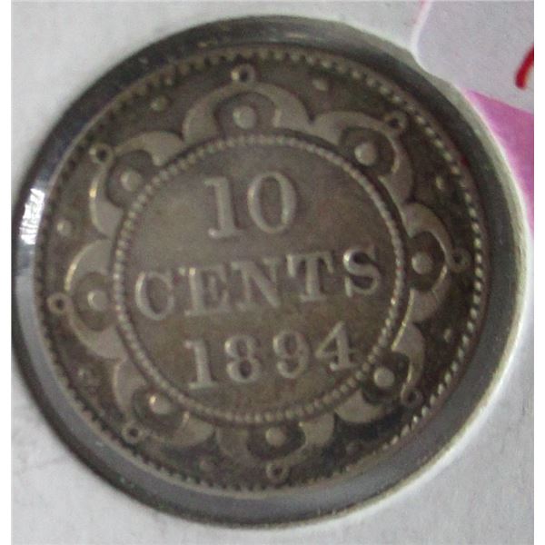 1894 VICTORIAN NEWFOUNDLAND SILVER DIME