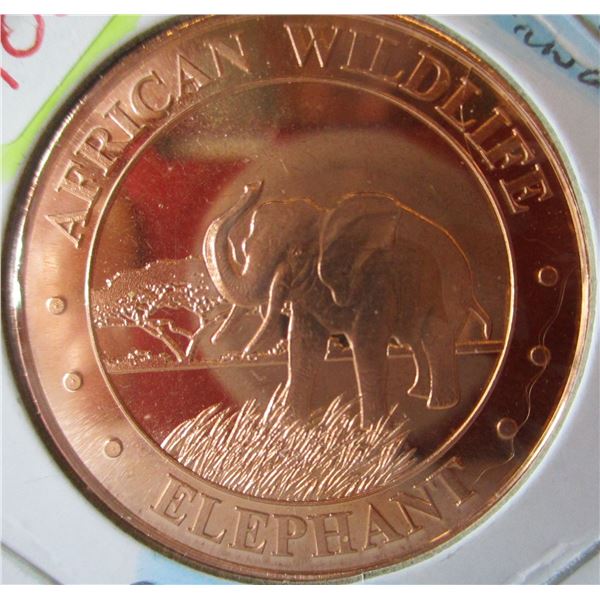 999 FINE ELEPHANT WILDLIFE 1 OZ FINE COPPER COIN