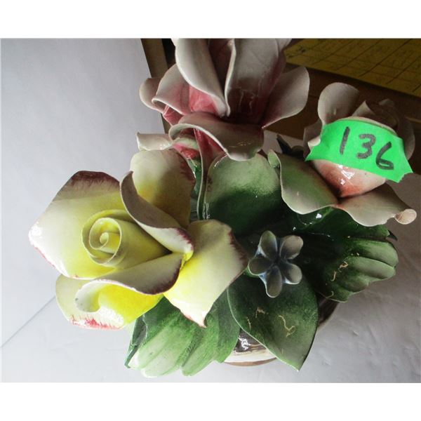 ESTATE:  CAPODIAMONTE PORCELAIN FLORAL ARRANGEMENT