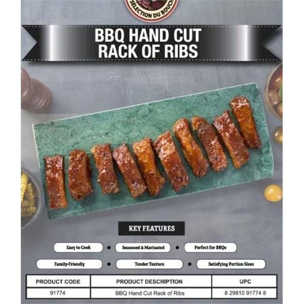 FROZEN:  BUTCHERS SELECTION BBQ RIBS (10) - PER BOX