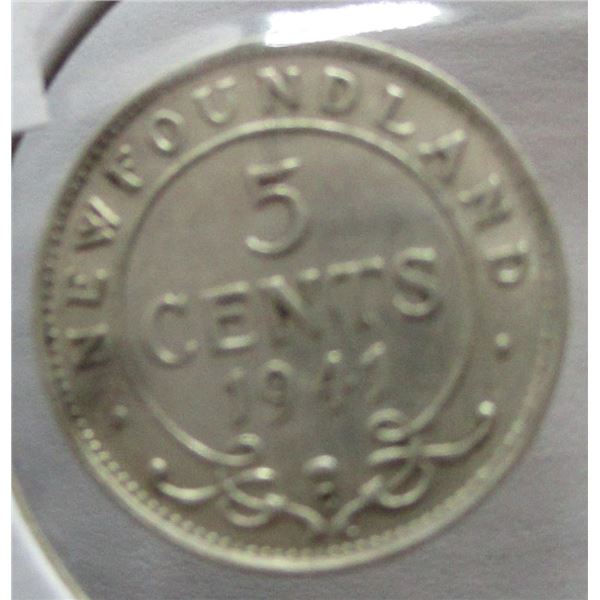 1941C NEWFOUNDLAND SILVER FIVE CENT