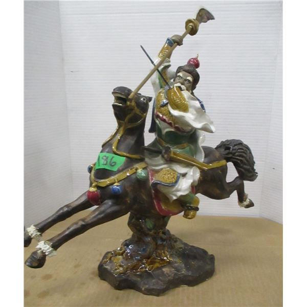 ESTATE/COLLECTABLE:  HORSE ORNAMENT C/W WARRIOR