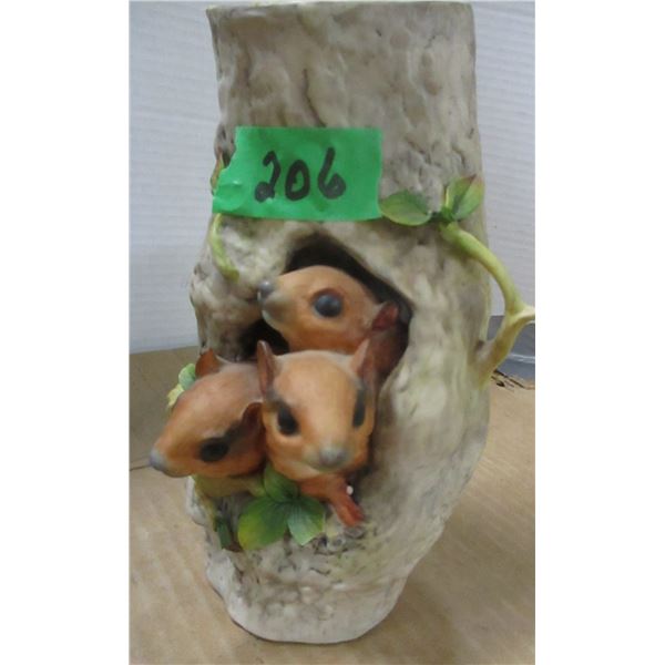 ESTATE/COLLECTABLE:  TREE STUMP SQUIRREL ORNAMENT