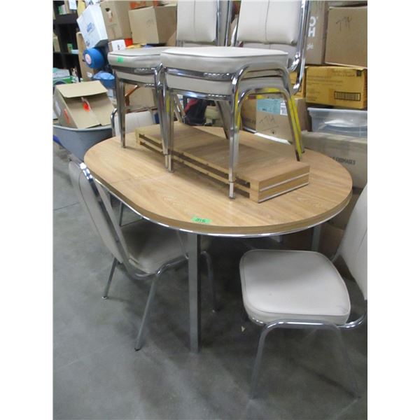 ESTATE:  TABLE, 2 LEAVES & 7 CHAIRS