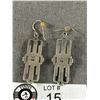 Image 2 : Vintage Stering Silver Dangle Earrings with Blue Stone. Marked 925