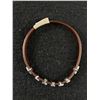 Image 2 : Beautiful Quality Sterling Silver + Crystal Letters Bracelet on Brown Rubber Band (?) Each Letter + 