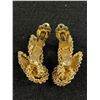 Image 2 : Vintage Clip Back Sterling Silver Earrings w/ Gold Wash