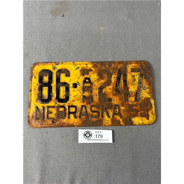Vintage Nebraska 1955 Farm Licence Plate