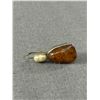 Image 2 : Beautiful Pair of Sterling Silver and Amber Earrings wiith Pearl. 11.63 gr
