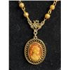 Image 2 : Vintage Cameo Pendant w/ Bead Chain Necklace