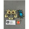 Image 1 : Vintage Large Owl Brooch + 2 Owl Pendants Unique