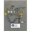 Image 1 : Collection of Old + Vintage Cross Pendants + Religious Pendants