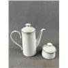 Image 2 : Vintage JL Menau White and Gold Demitasse Set Henneberg Porcelain 13 Piece Made in German Democratic