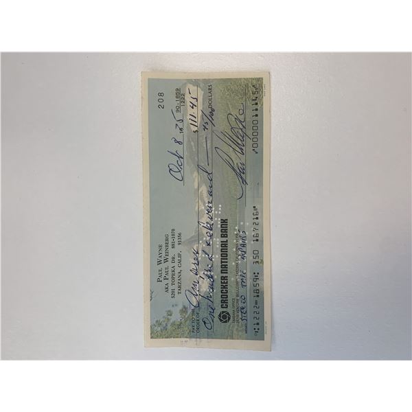 Threes Company Paul Wayne signed check