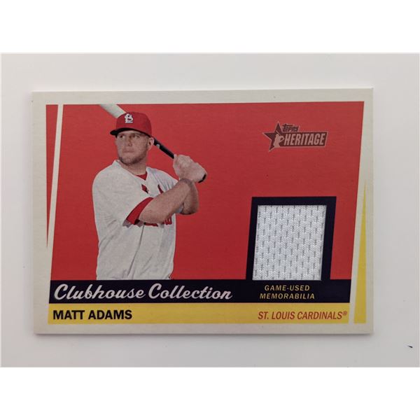 Matt Adams Baseball Trading Card with Game-Used Jersey Swatch - Topps Heritage Clubhouse Collection 
