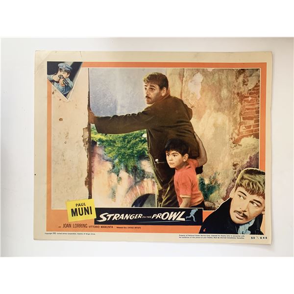 Stranger on the Prowl original 1953 vintage lobby card