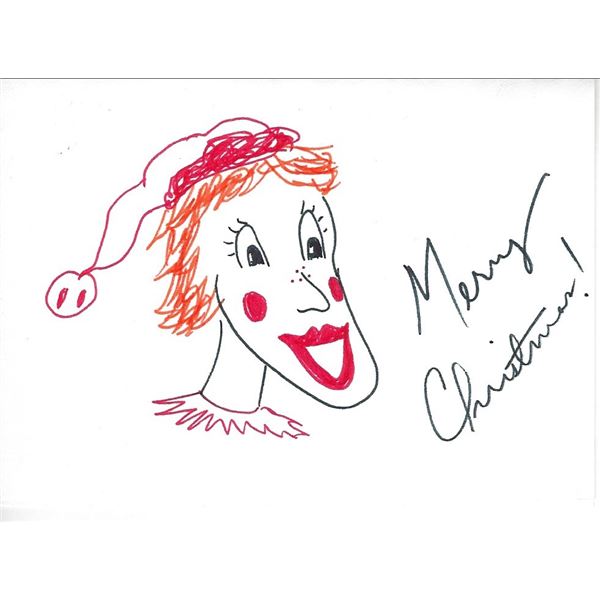 Carol Burnett signed hand drawn Christmas Card
