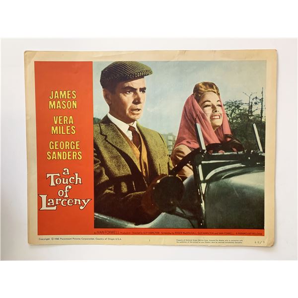 A Touch of Larceny original 1960 vintage lobby card