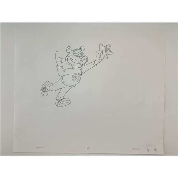 Super Sugar Crisp cereal bear original ad sketch designed by Robert "Bob" Irwin