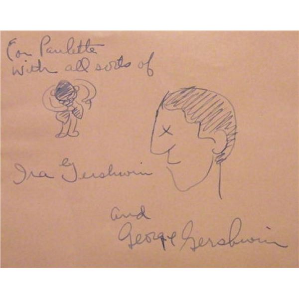 George Gershwin and Ira Gershwin signature slip