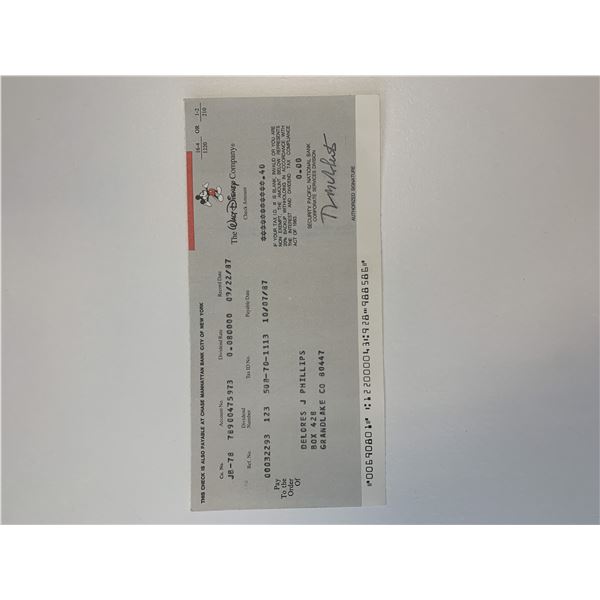 Walt Disney stock dividend check