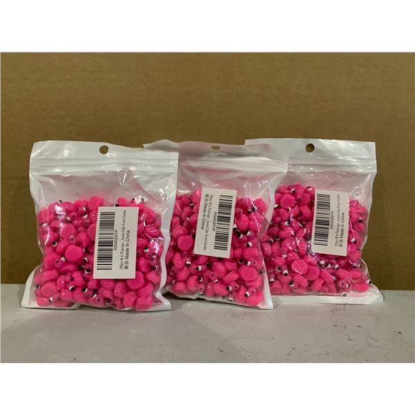Lot of 3 Mini Plastic Flamingos Bags - 100pcs per Bag