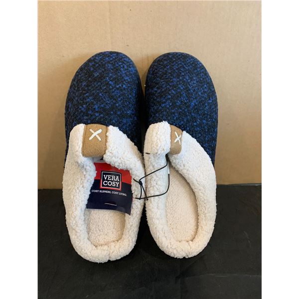 Vera Cosy Men's Home Slippers - Size 9-10 US - Blue/ Black
