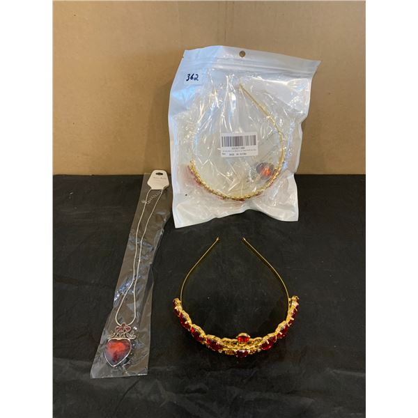 Lot of 2 Teen Jewelry Necklace and Tiara Crown Combo