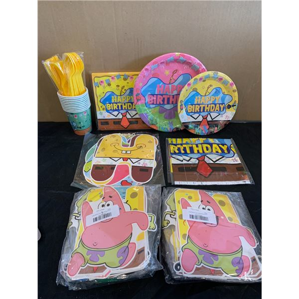 Lot of Spongebob Square Pants Party Plates/ Balloons/ Decorations
