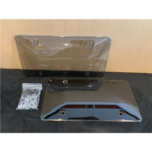 2 Piece Tinted Grey Acrylic License Plate Covers