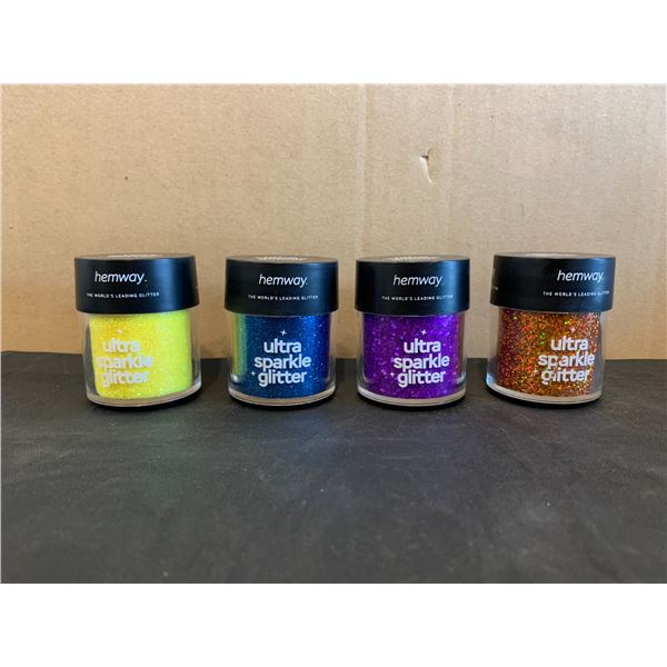 Lot of 4 Hemway Glitter Containers - Assorted Colors