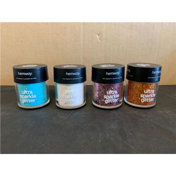 Lot of 4 Hemway Glitter Containers - Assorted Colors