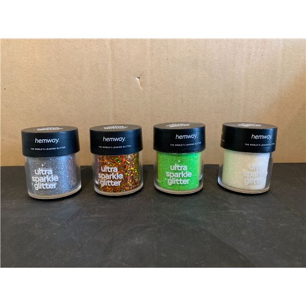 Lot of 4 Hemway Glitter Containers - Assorted Colors